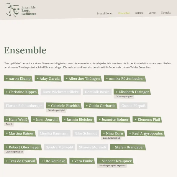 Screenshot der fertigen Website von Ensemble Brettgeflüster unter Drupal 10.