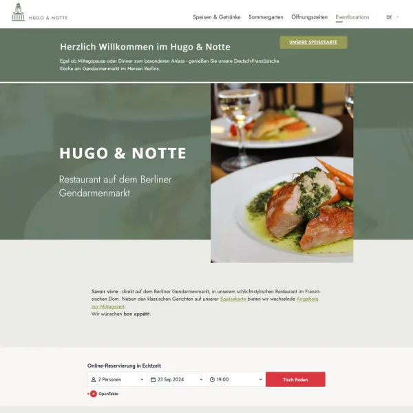 Screenshot der fertigen Website von Hugo & Notte unter Drupal 10.