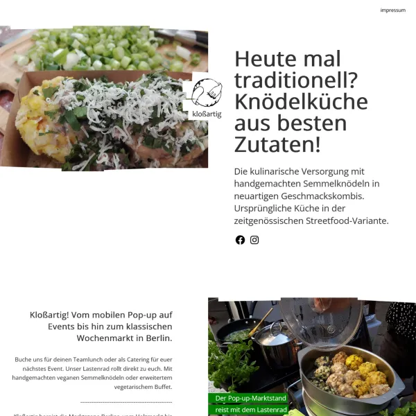Screenshot der fertigen Website von Kloßartig mit HTML/CSS.