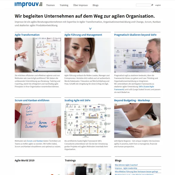 Screenshot Startseite der fertigen Website von improuv unter Drupal 8.