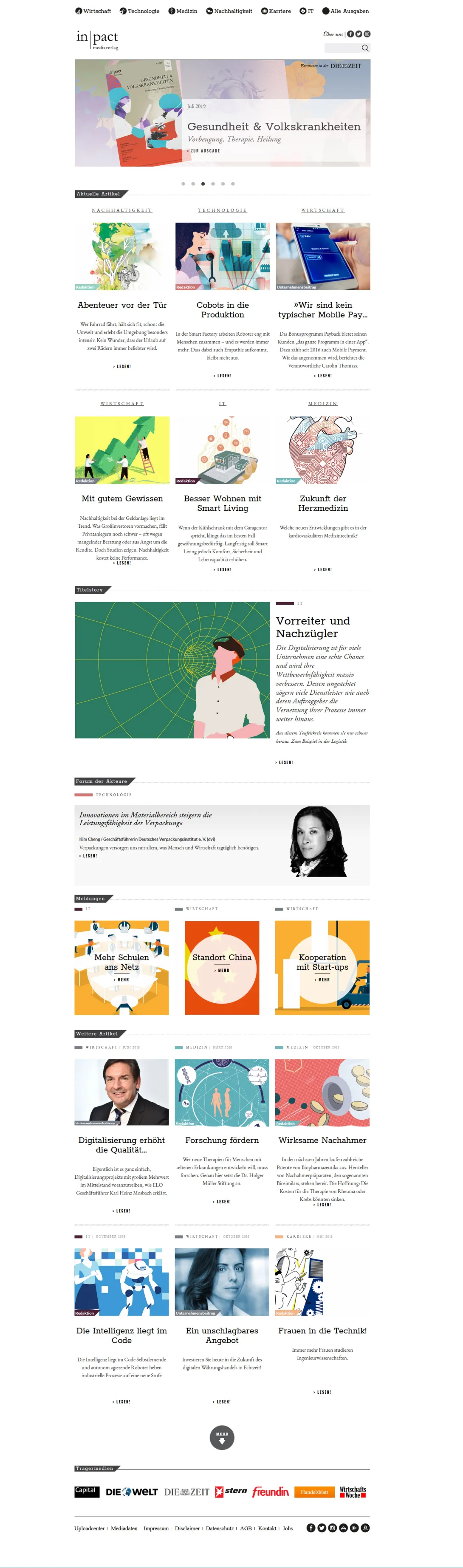 Screenshot der fertigen Website von InpactMedia unter Drupal 7.