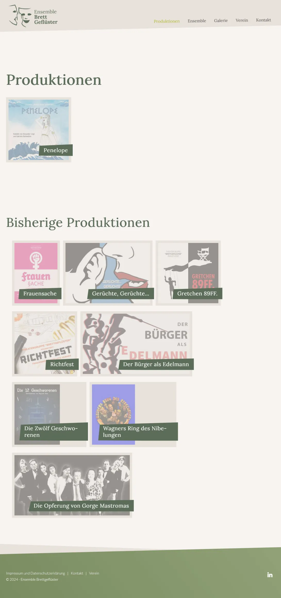 Screenshot der fertigen Website von Ensemble Brettgeflüster unter Drupal 10.