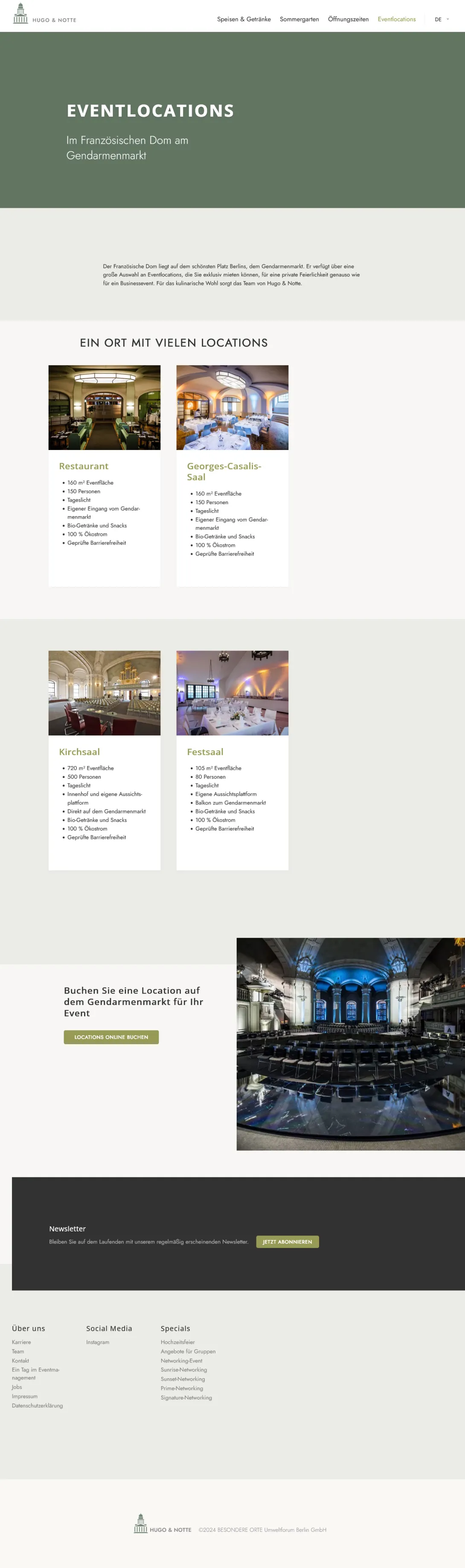 Screenshot der fertigen Website von Hugo & Notte unter Drupal 10.