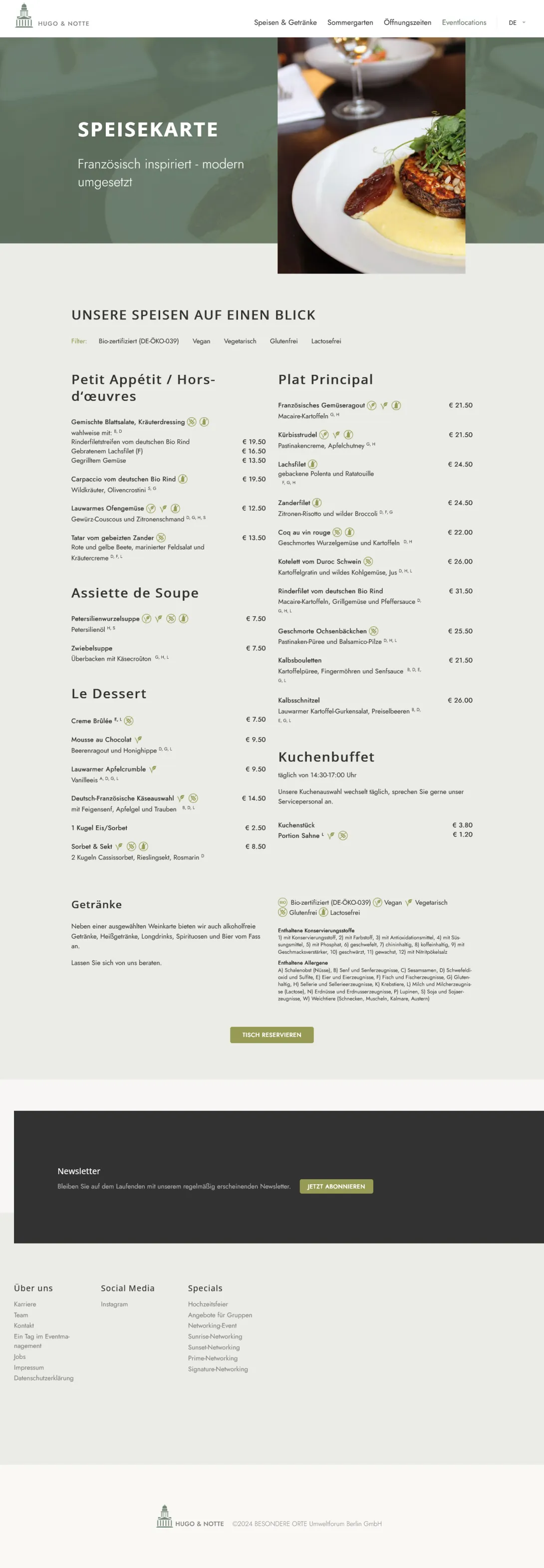 Screenshot der fertigen Website von Hugo & Notte unter Drupal 10.