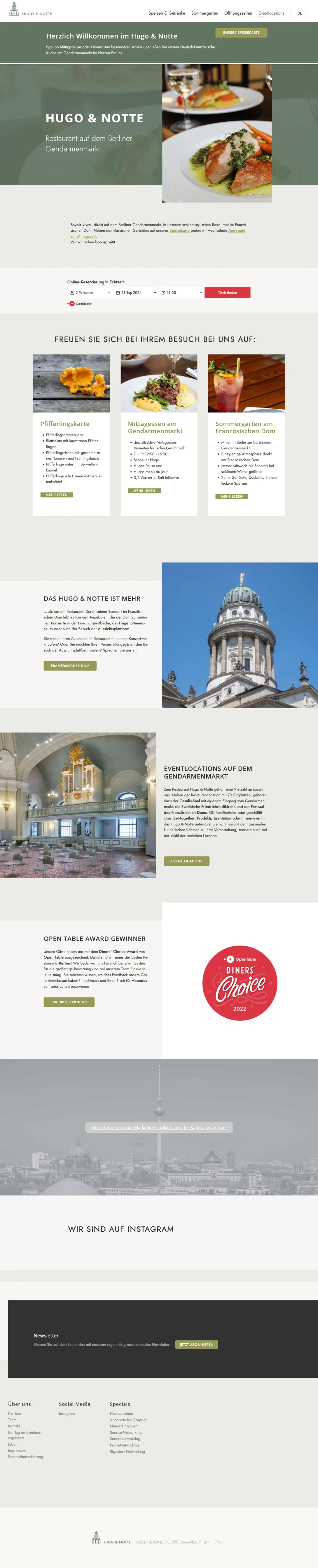 Screenshot der fertigen Website von Hugo & Notte unter Drupal 10.